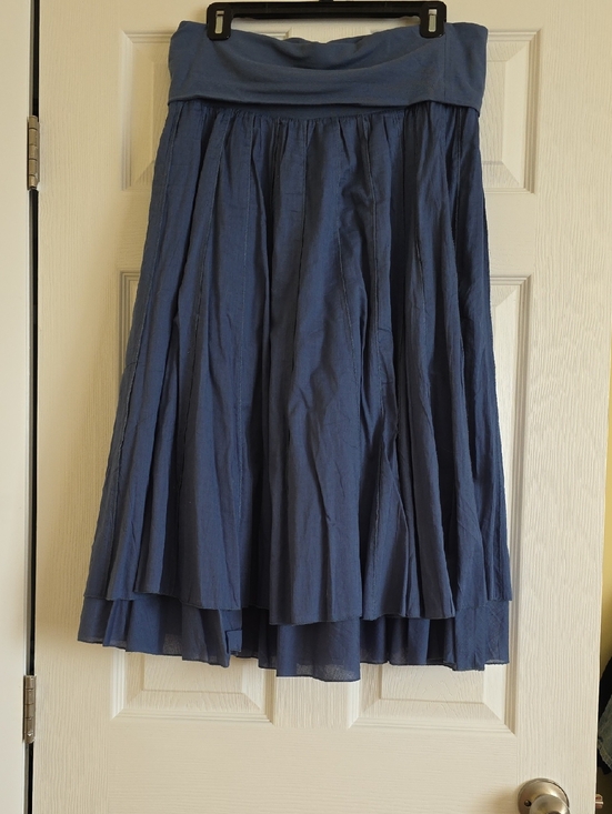 Lapis Dresses & Skirts - Lapis Blue Gathered A-Line Midi Skirt